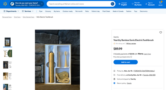 Vearthy bamboo sonic electric toothbrush Walmart marketplace | Sustainable oral care