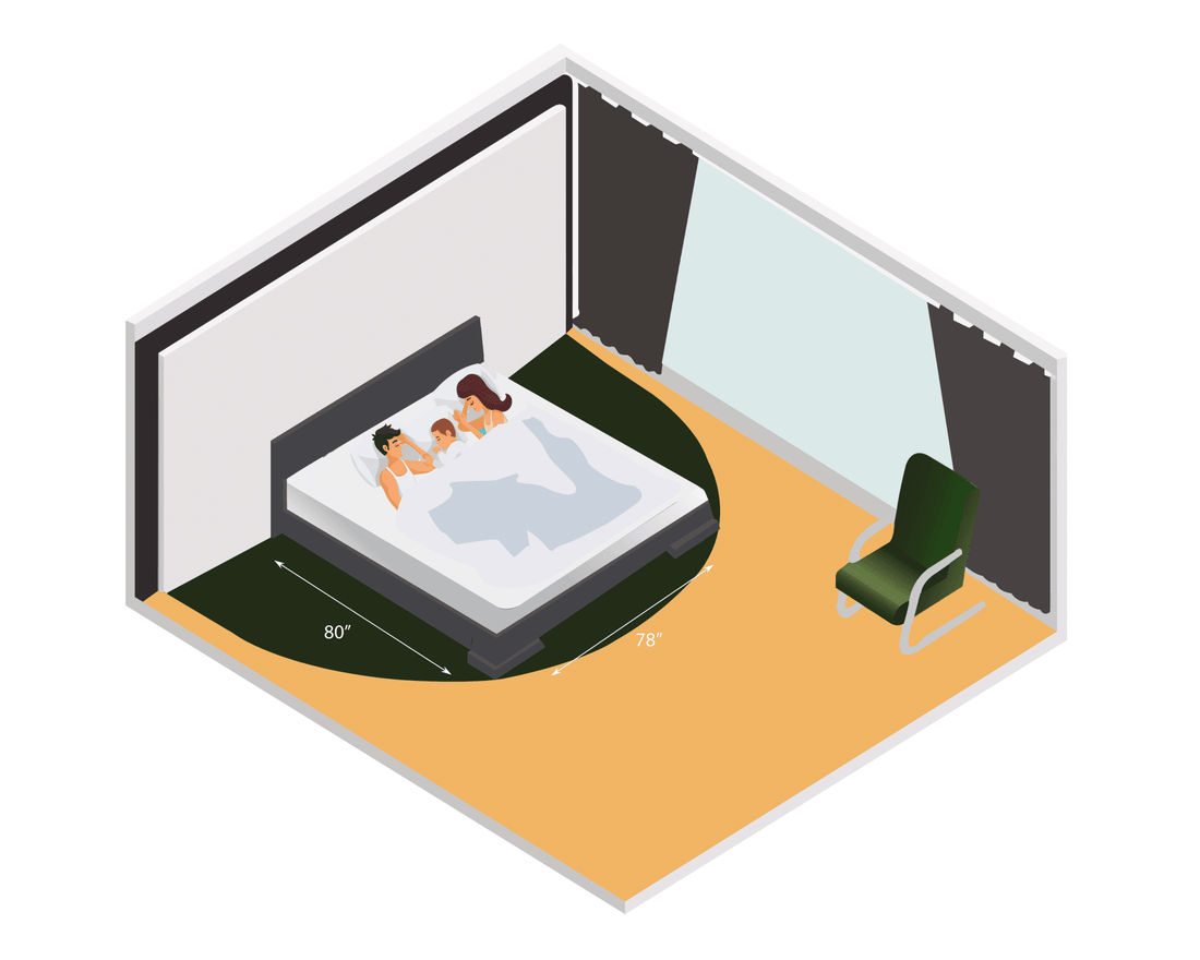 A king size bed visual reference in a room with people in the bed
