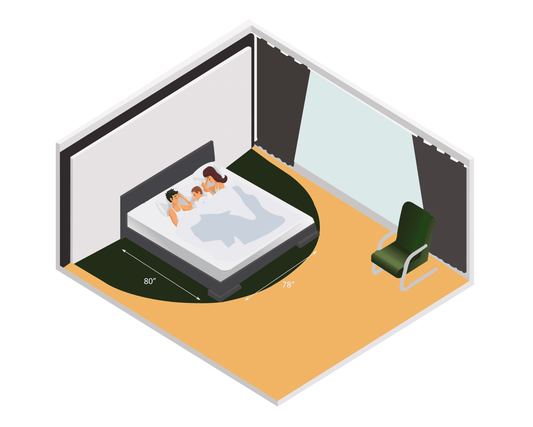 A king size bed visual reference in a room with people in the bed