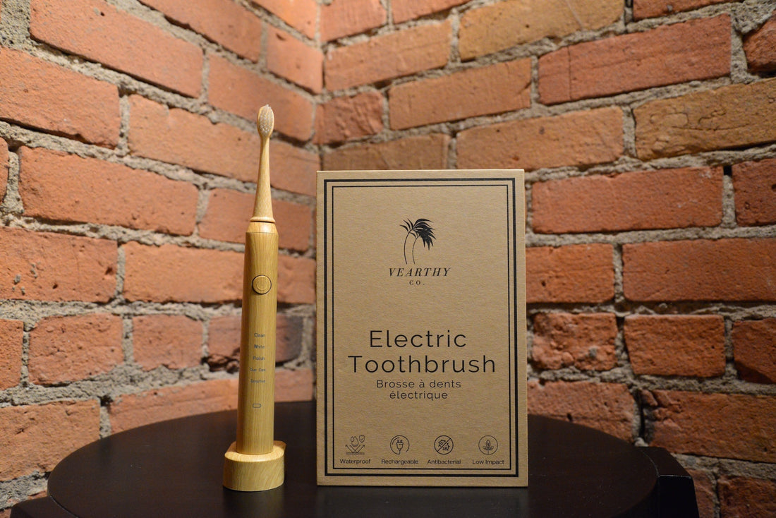 Bamboo electric toothbrush from Canada with plant based replacement heads