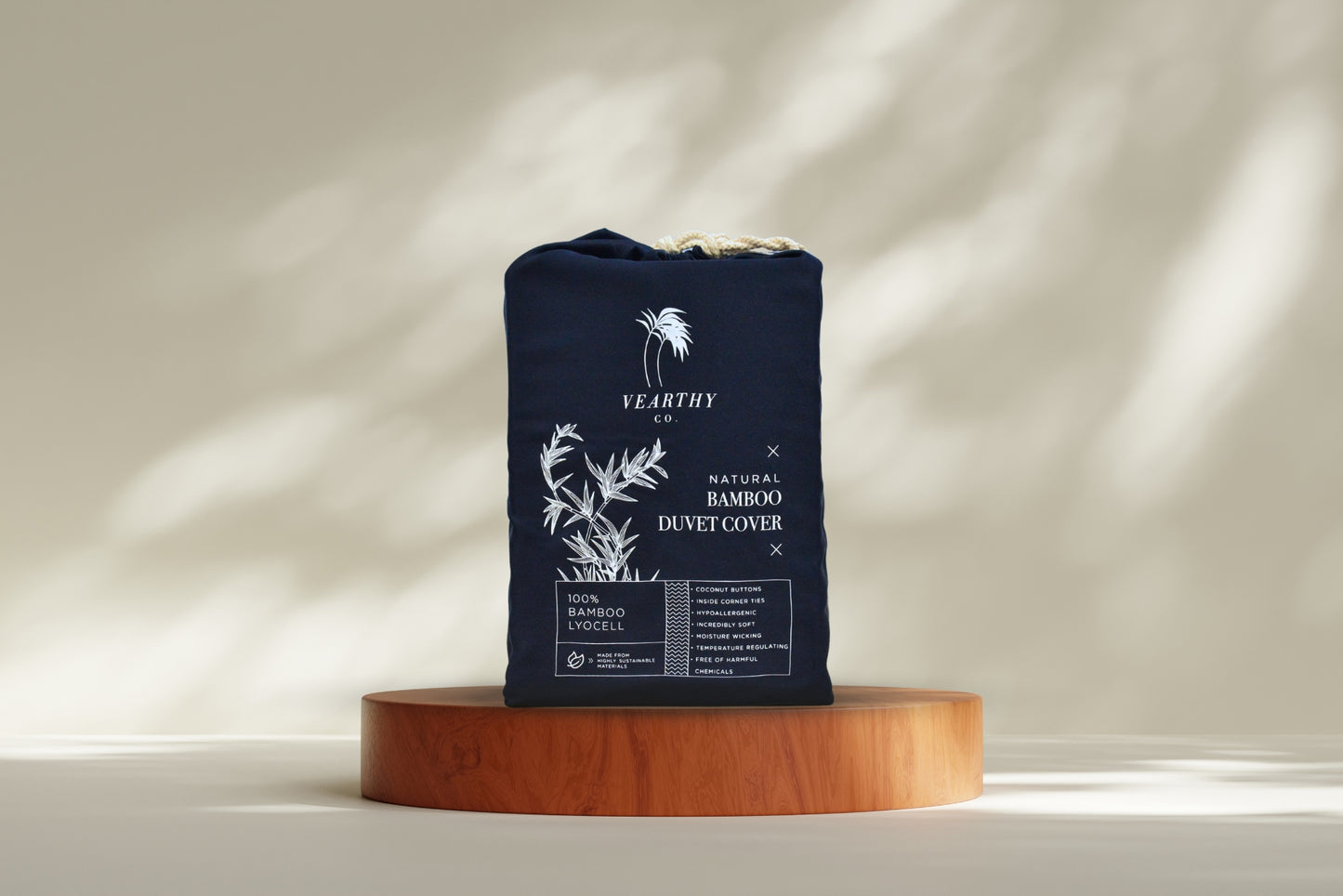 Vearthy Bamboo Lyocell Duvet Cover Deep Ocean Blue - front
