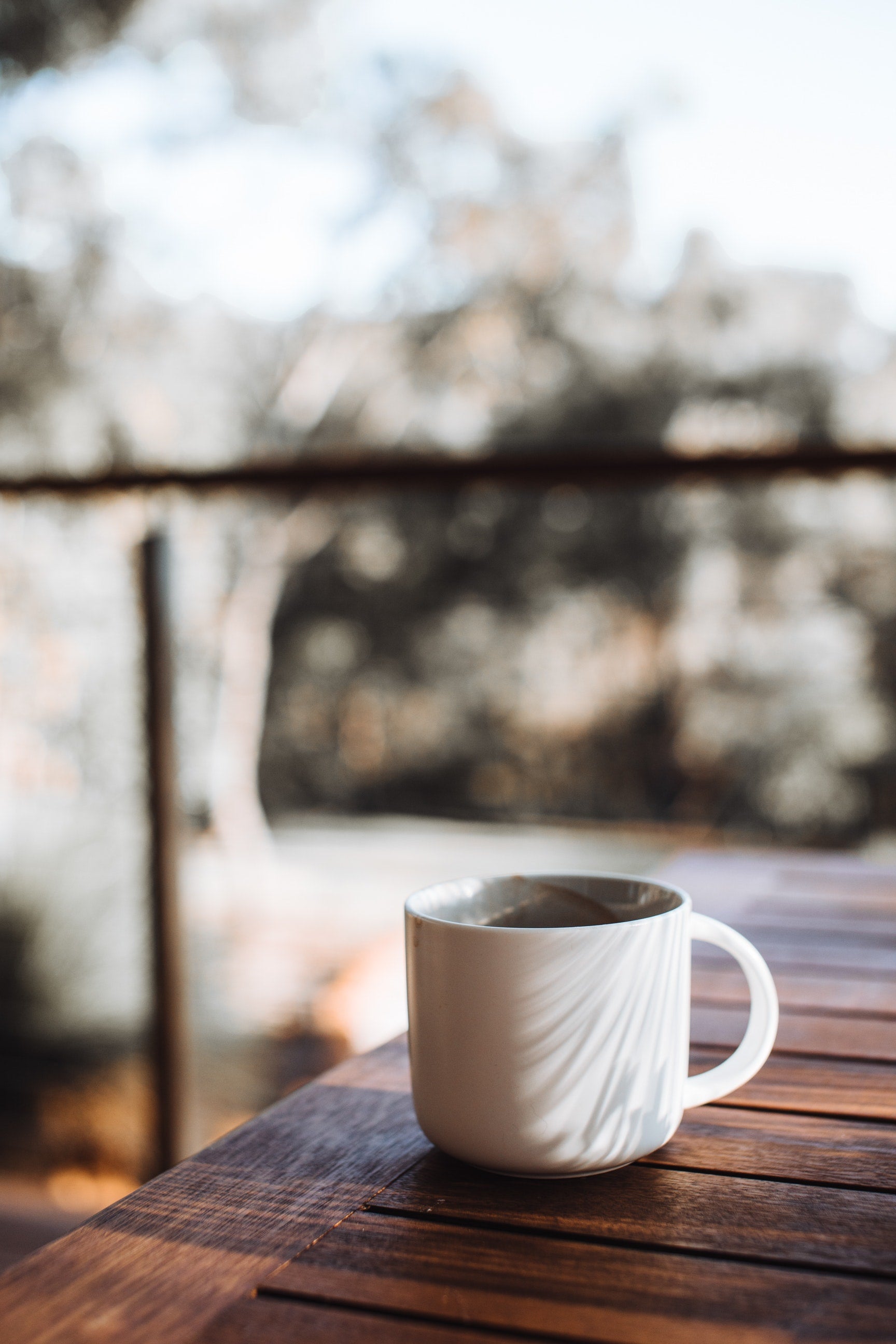 Morning coffee on balcony wallpaper