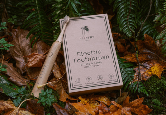 Eco Friendly electric toothbrush from Vearthy features plant based replacement heads.